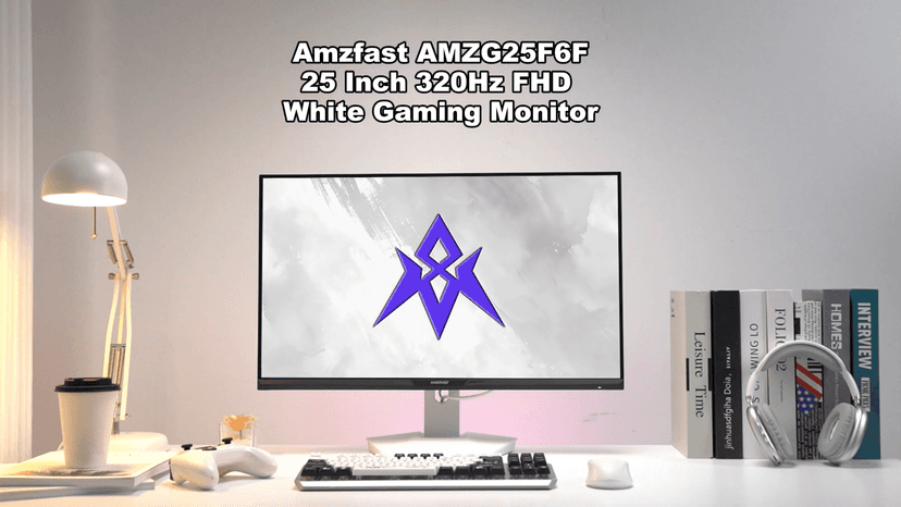 Amzfast 25 Inch White Gaming Monitor 320Hz/300Hz/240Hz, FHD 1080P 1ms Fast IPS Monitor, 12 Months Warranty Exchange (DP Cable) TÜV Rheinland Eye Care | AI Crosshair, Night Vision Function