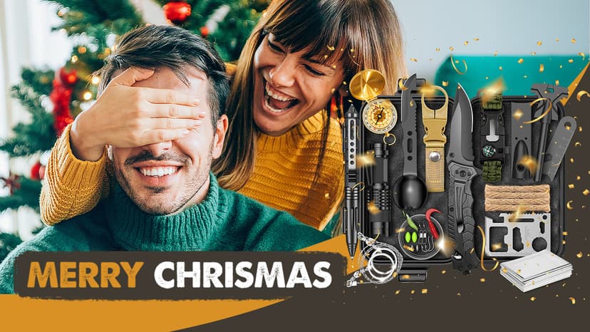 Gifts for Men Him Dad, Survival Kit and Equipment 25 Pcs, Valentines Gifts for him, Christmas Stocking Stuffers,Camping Essentials, Survival Gear, Cool Gadgets for Men