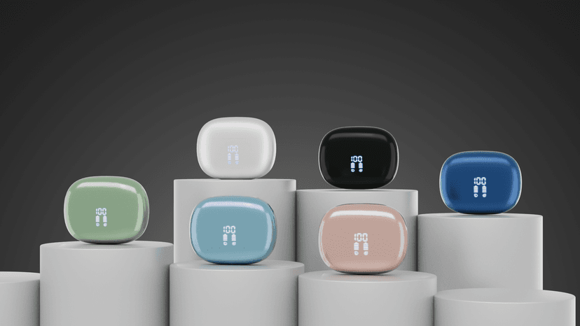 Wireless Earbuds, Bluetooth Ear Buds Headphones, 40H Long Playtime, Stereo Deep Bass, LED Power Display, IPX7, Lightweight in Ear Earphone with Mic for iPhone Android Phone