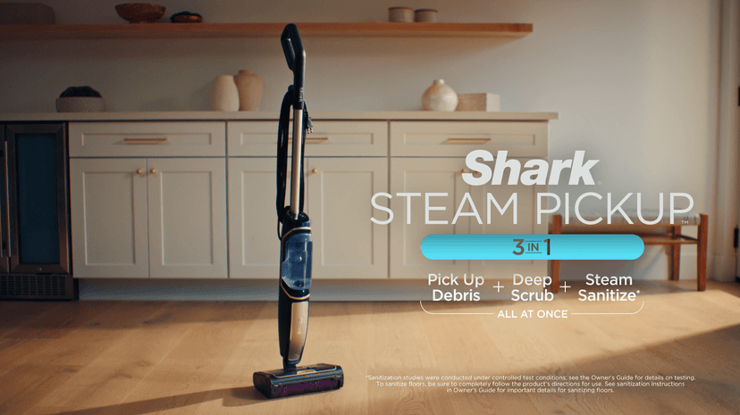 Shark Steam Pickup Lightweight 3-in-1 Steam Mop Cleaner Picks Up Debris, Deep Scrubs & Steam Sanitizes - All At Once for Home with Sealed Hard Floors like Hardwood, Tile & Laminate, SD201