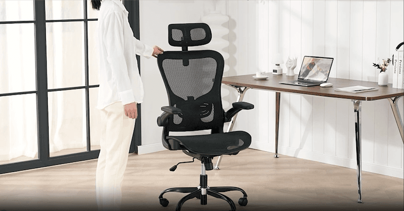 GTPLAYER Office Chair, Home Ergonomic Desk Chair with High Back Mesh, Mesh Office Computer Desk Chairs with Adjustable Lumbar Support, Rolling Work Swivel Task Chairs with 3D Armrests and Headrest