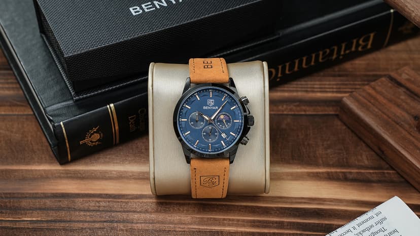 BY BENYAR BY BENYAR Mens Watches Analog Quartz Chronograph Waterproof Wrist Watches for Men Fashion Business Work Casual Sport Designer Dress Watch with Calendar Elegant Gifts for Men