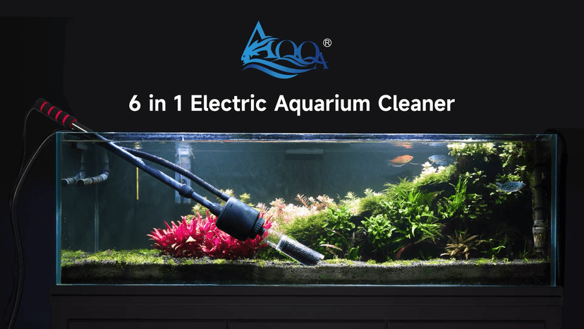 AQQA Electric Aquarium Gravel Cleaner, 6 in 1 Automatic Fish Tank Cleaning Tools Gravel Vacuum for Aquarium, Suitable for Change Water Wash Sand Water Filter and Water Circulation (320GPH, 20W)