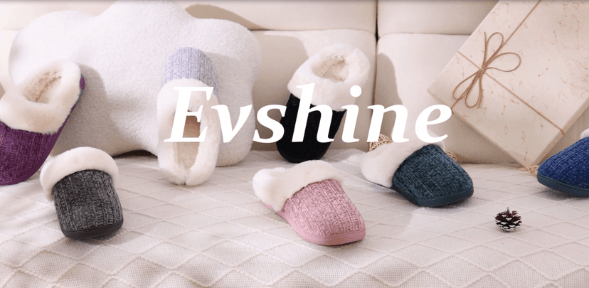 Evshine Warm Knit House Slippers for Women Comfy Wool-Like Lined Chenille Slippers with Memory Foam and Indoor Outdoor Soles