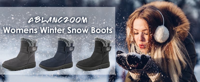 Ablanczoom Womens Winter Snow Boots With Warm Fur Lining Comfortable Booties Non Slip Waterproof Outdoor Shoes