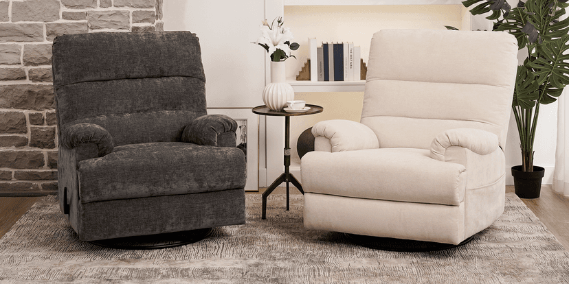 Large Glider Rocker Recliner,Beige Swivel Rocking Recliner Chair,Reclining Sofa Rocking Chair Nursery,23 Inches Deep Seat & 27 inches High Back,for Living Room, Bed Room‎ (Beige)