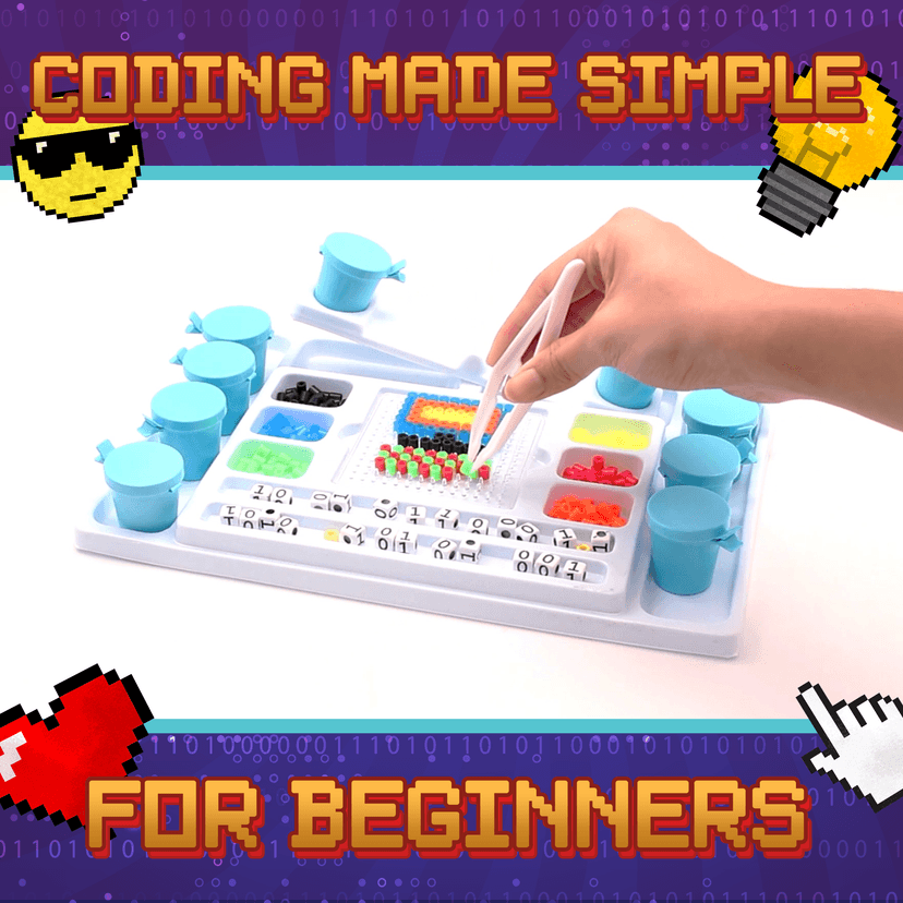 Playz My First Coding & Computer Science Kit - Learn About Binary Codes, Encryption, Algorithms & Pixelation Through Fun Puzzling Activities Without Using a Computer for Boys, Girls, Teenagers, Kids