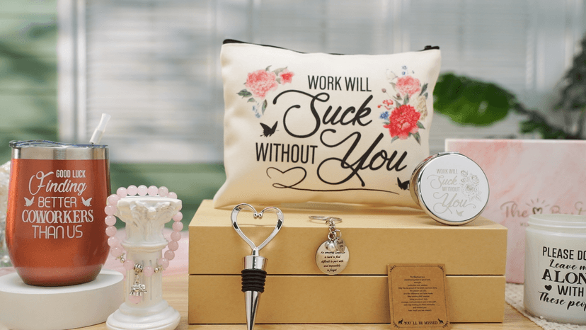 Going Away Beginning Gift Basket for Coworker Leaving, Tumbler, Makeup Bag, Bracelet, Candle, Mirror, Female Boss Teacher Farewell Goodbye Gifts for Coworkers Women, Farewell, Pink B0BJJ5CN36