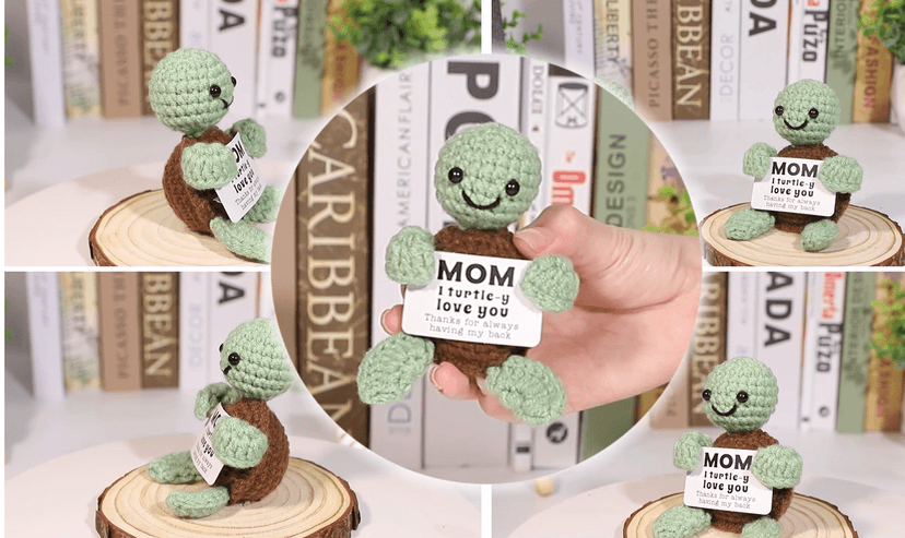 Christmas Birthday Gifts for Mom from Daughter Son, Mini Turtle Gifts for New Bonus Step Mom Mama Mother in Law, I Love You Cute Stuff Things Stocking Stuffers for Moms, Handmade Crochet Turtle Decor B0DF7K23VG