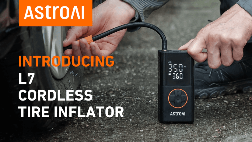 For Car Tires, Bikes, Motorcycles and Balls; Auto Shut-off, Digital Display Pressure Gauge, Fast Inflation, LED Light AstroAI L7 Tire Inflator Portable Air Compressor,150 PSI Cordless Bike Pump B0CS3B7MD8