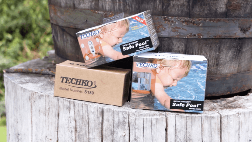 Techko S189 Ultra Slim Safe Pool Alarm for Kids, ETL Listed UL 2017 Compliant, Indoor/Outdor Weather Resistant, 110db Loud Alarm with 2X Bypass Buttons, Gray, 1Count