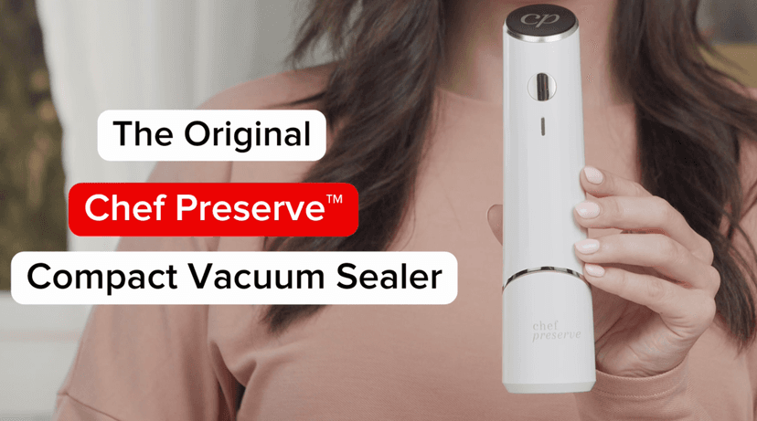 Chef Preserve Compact Vacuum Sealer for Food (Vacuum Sealer Machine + 30 Reusable Vacuum Bags) Powerful Handheld Vacuum Sealer Machine, Seal Meal Saver, Portable Food Sealer