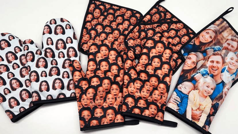 Custom Oven Mitts and Pot Holders Personalized with Your Face, Baking Gifts for Women for Kitchen Cooking, BBQ, Grillin-Style1, 1 Oven Mitts+ 1 Pot Holders B09QC3QX2R