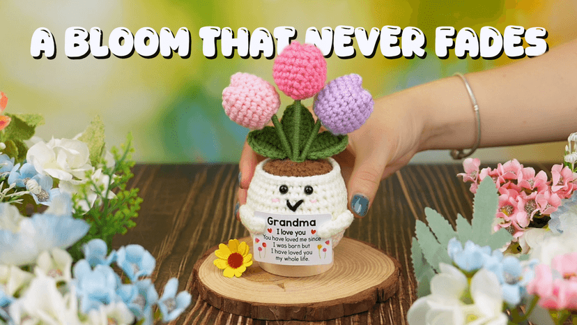 Grandmother Gift from Grandson, Granddaughter - 5.51'' x 4.13'' Mimi Gigi Nana Positive Support Crochet Gifts for Grandma from Grandkids - Christmas Birthday Grandma Gifts B0FT2DV65Z