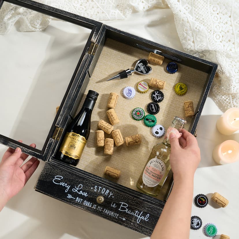 AW BRIDAL 11X16 Large Shadow Box Picture Frames Deep Shadow Boxes Display Cases with Removable Shelves and Drawers, Brown Wooden Memory Boxes for Keepsakes with Slot Christmas Decorations Gifts