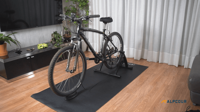 Alpcour Bike Trainer Stand for Indoor Riding – Portable Foldable Magnetic Stainless Steel Indoor Trainer, Noise Reduction, 6 Resistance Settings & Bag – Stationary Exercise for Road & Mountain Bikes