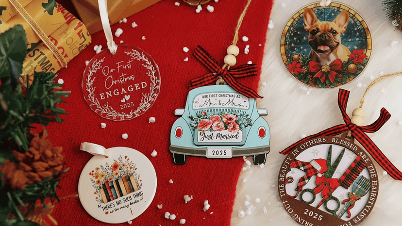 TUMSHANIP First Christmas Married Ornament 2025 - Wedding Ornaments - Wedding Gifts for Couples 2025, Newlyweds, Bride - Mr and Mrs Gifts - Just Married Couple Gift - Wood Ornament