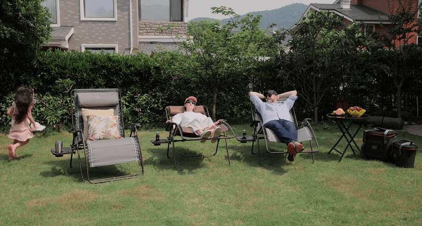 Timber Ridge Oversized Zero Gravity Chair, 33In Wide XXL Zero Gravity Reclining Chair with Side Table, Full Padded Lounge Chair for Outdoor Camping Patio Lawn, Heavy Duty Supports 500lbs, Grey-1 Pack