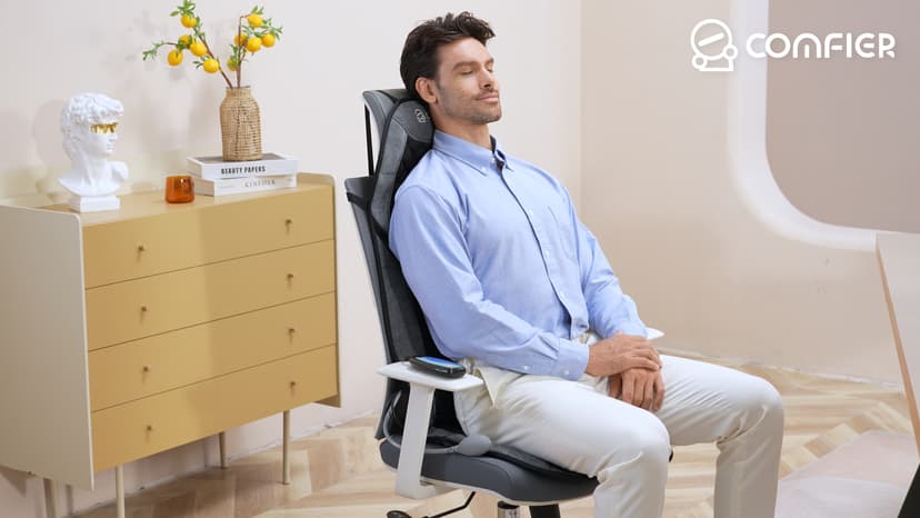 COMFIER Back Massager with Heat,Massage Chair Pad,Massage Seat Cushion with Adjustable Lumbar Support,Back Massage for Pain Relief,Chair Massager for Recliner,Father‘s Day Gift for Dad