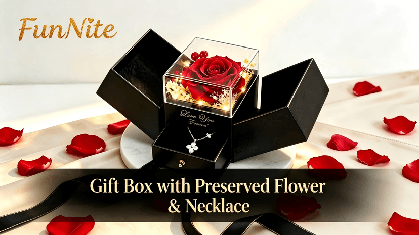 18K Gold Silver Plated Necklace as Gifts for Mom Her Girlfriend Wife Grandma on Birthday Anniversary Valentines Mothers Day Preserved Real Rose Gifts for Women with Necklace B0GZYXYMWR