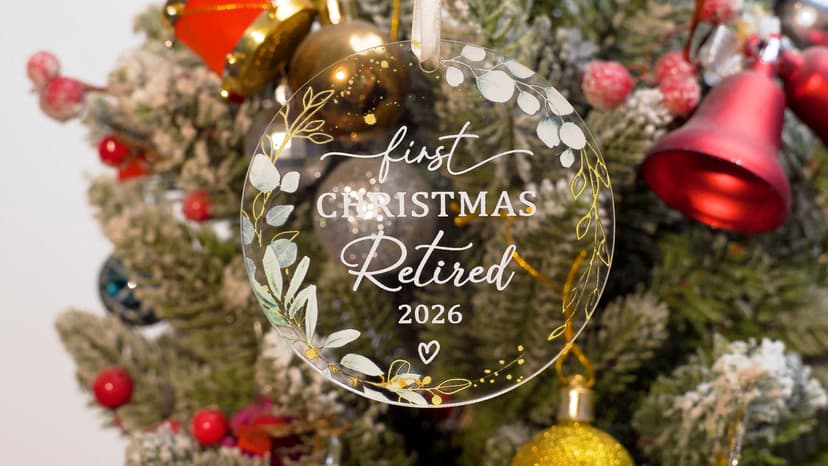First Christmas Retired Acrylic Ornament - 2026 Retired Gift for Coworker, Boss, Employee, Teacher, Nurse, Woman, Man HEXMOZ Retirement Gift for Woman - Retirement Gifts for Men, Women 2026 B0FG2QFTNS