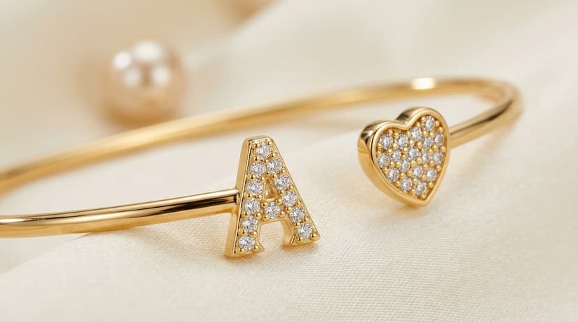 Adjustable Open Cuff Bracelet, Dainty Letter Jewelry, Daughter Sister Bridesmaid Friend, Birthday Christmas Graduation Gift Gold Bracelets for Women Teen Girls, 14K Gold Plated Initial Heart Bangle B0BN2VW1K4