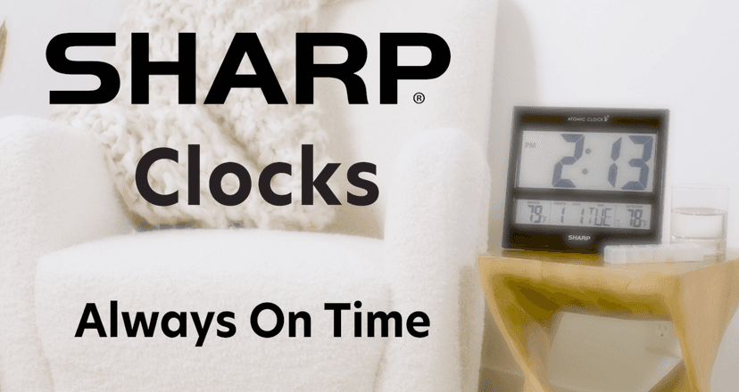 Sharp Atomic Desktop Clock – Auto Set Digital Alarm Clock - Atomic Accuracy - Easy to Read Screen with Time/Date/Temperature Display- Perfect for Nightstand or Desk