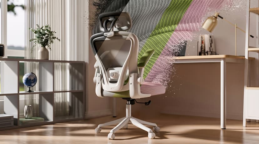 SeekFancy Ergonomic Office Chair M903, Computer Desk Chair with Wheels, High Back Mesh Office Chair with Adjustable Lumbar Support, Headrest, Flip-Up Armrests, White Grey