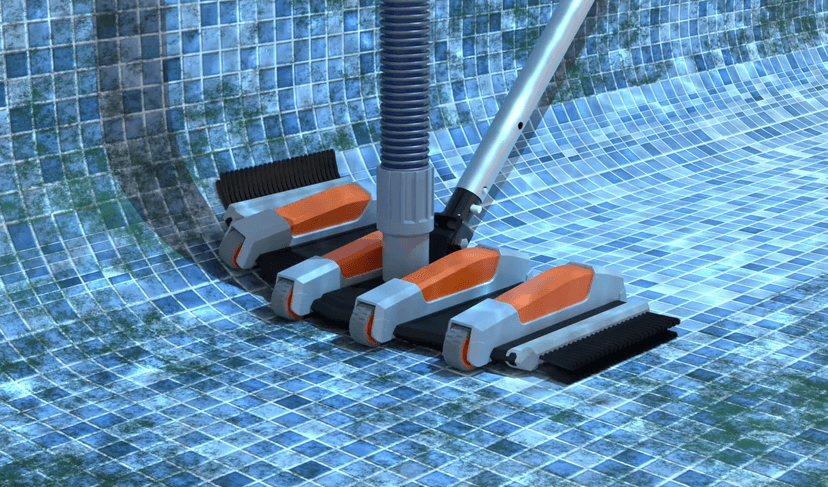 Heavy Duty Pool Vacuum Head with Swivel Handle -Extra-Wide 3.2LB Weighted Vac Heads Side Brush & Wheels for Vinyl Liner-Deep Cleaning for Inground & Above Ground Swimming Pool - Orange