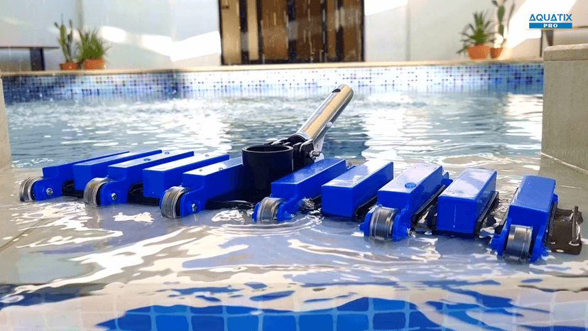 Aquatix Pro Pool Vacuum Head, 22" Extra Large Commercial Grade, 10 Weighted Plates, 2 x Hose Adapter, Aluminium Handle, Stainless Steel Balls, Flex Swivel Swimming Pool Head with Bottom Brush