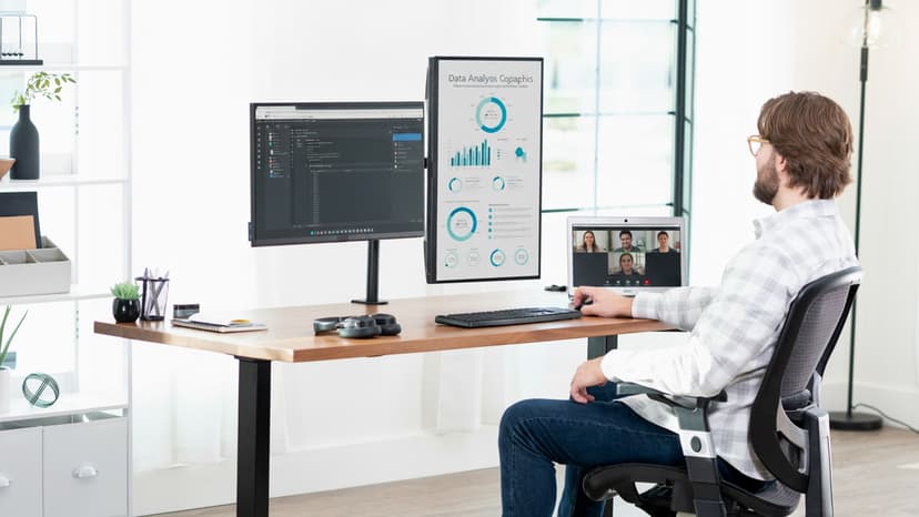 VIVO Dual Monitor Desk Mount, Holds 2 Computer Screens up to 30 inches and 22lbs Each, Heavy Duty Fully Adjustable Steel Stand with C-Clamp and Grommet, Black, STAND-V002