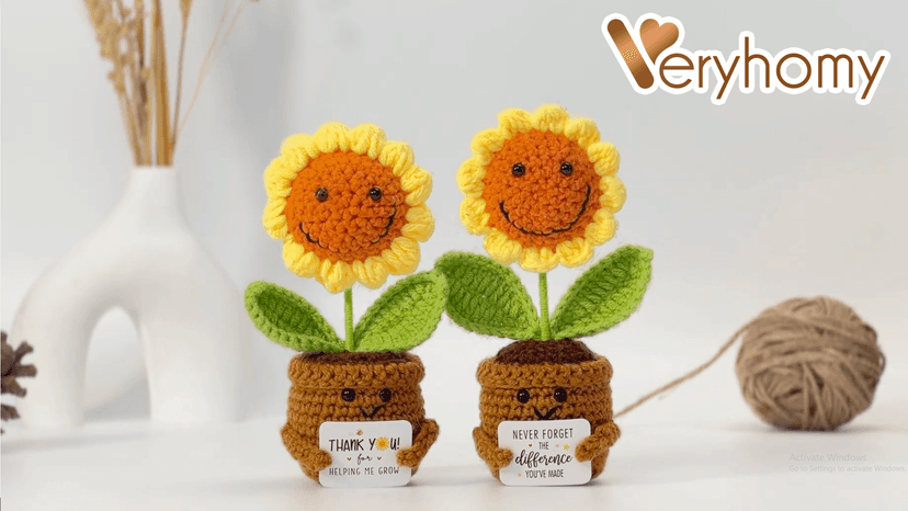 Christmas Thank You Gifts for Women, Nurse, Coworkers, Teacher, Boss, Retirement Farewell Going Away - Emotional Sunflower Support Crochet - Never Forget The Difference You Make Gifts