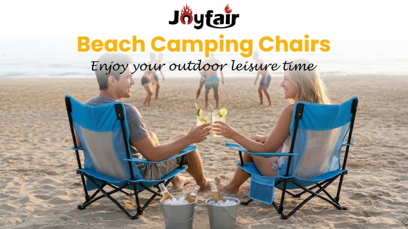 Joyfair Beach Camping Chair (2 Pack), Outdoor Folding Lawn Chair for Adult, Heavy Duty Portable Chair with Armrest for Outside Fishing, Sport, Cup Holder & Storage Pocket, Carry Bag (Blue, Classic)