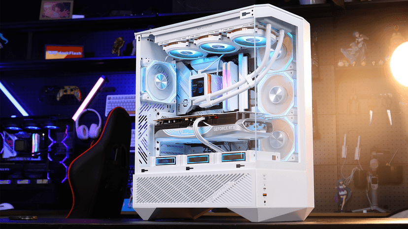 darkFlash DY460 ATX Full-Tower PC Gaming Case, High Airflow, 4×ARGB PWM Fans Included, 330° Full-View Tempered Glass, Separate PSU chamber, Supports RTX 5090 up to 400mm, 360mm Radiator Support, Black