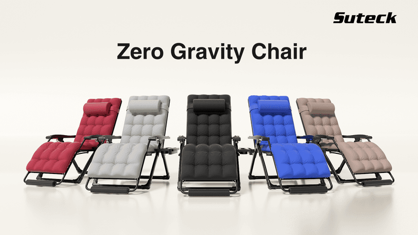 Suteck Oversized Zero Gravity Chair,29In XL Lounge Chair w/Removable Cushion&Headrest, Reclining Camping Chair w/Upgraded Lock and Footrest, Reclining Patio Chairs Recliner for Indoor Outdoor