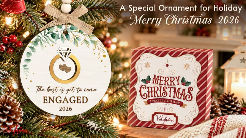 Bride to Be and Fiance Gifts, Newly Proposal Decor, She Said Yes Bridal Shower Couples Presents, 2-layer Wooden Ornaments Engaged Ornament 2026, First Christmas Engagement Ring Keepsake Gift B0H86HP1VB