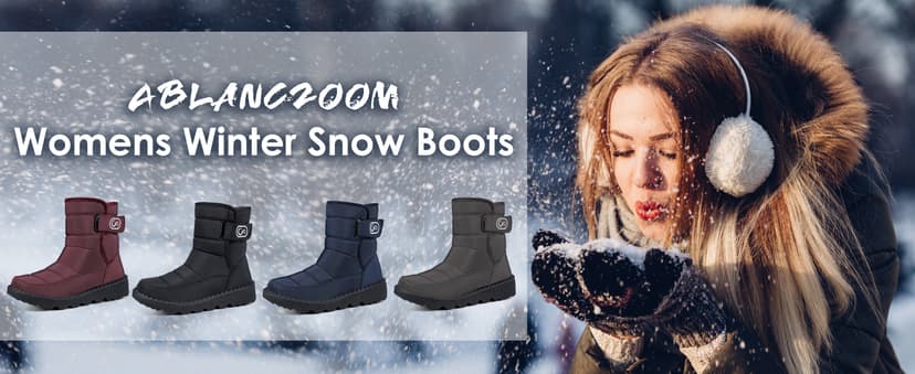 Ablanczoom Womens Winter Snow Boots With Warm Fur Lining Comfortable Booties Non Slip Waterproof Outdoor Shoes