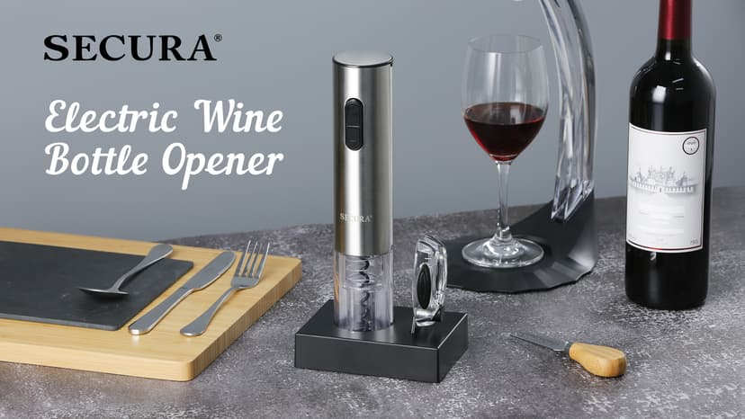 Secura Electric Wine Opener, Automatic Electric Wine Bottle Corkscrew Opener with Foil Cutter, Rechargeable (Stainless Steel) B01261VEOG