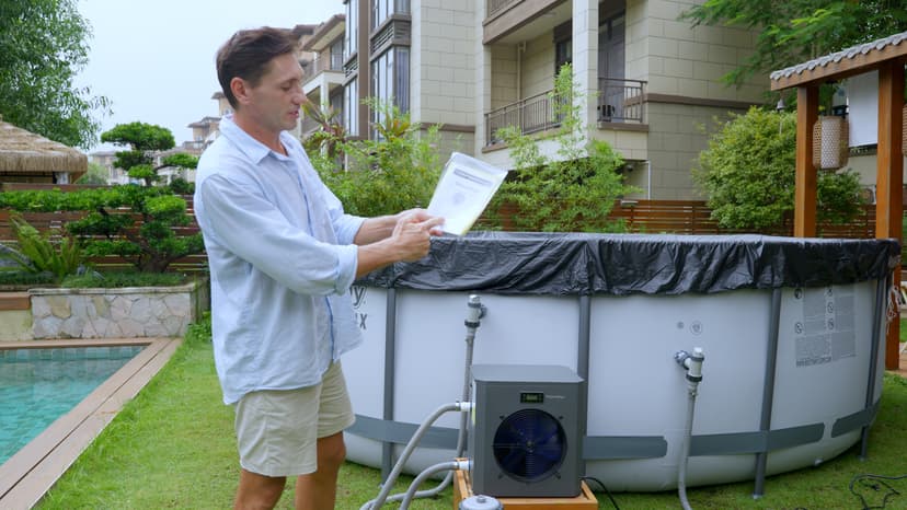 16000 BTU Swimming Pool Heat Pump 5000 Gallon Electric Pool Heater for Above Ground Pool 5KW Heating or Cooling WiFi Control Timer Pool Heater 120V 60Hz