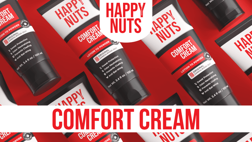 HAPPY NUTS Comfort Cream Deodorant For Men: Anti-Chafing Sweat Defense, Odor Control, Aluminum-Free Mens Deodorant & Travel Essential for Men's Private Parts 3.4 fl oz (Original)