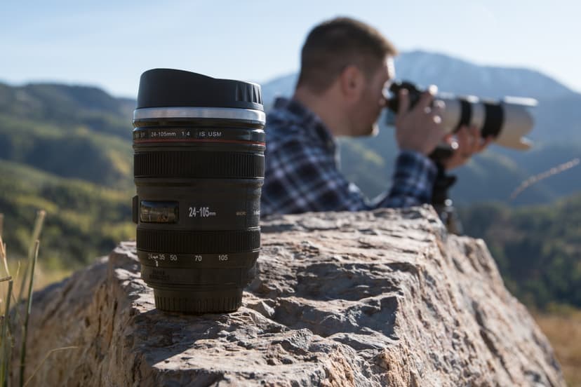 STRATA CUPS Camera Lens Coffee Mug -13.5oz | (2 LIDS + SPOON + BAG) Gift for Him, Dad Gifts, Photography, Camera accessories, Novelty Gifts