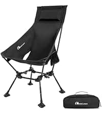 MOON LENCE Portable Camping Chair Backpacking Chair - The 4th Generation Ultralight Folding Chair - Compact, Lightweight Foldable Chairs for Hiking Mountaineering, Beach (Black-1Pack)