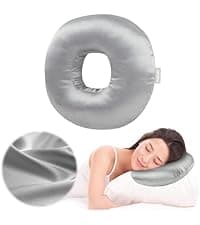 Piercing Pillow for Side Sleepers with an Ear Hole, Donut Pillow for Ear Pain CNH | Pain Relief Sleeping | Pressure Sore | Satin Washable and Adjustable Ear Protector (Dark Gray)