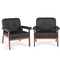 STHOUYN 85” Black Faux Leather Couch with USB, 3 Seater Sofa Couches for Living Room, Large Mid Century Modern Office Apartment Couch (Black)