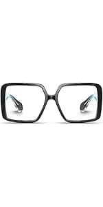 VISOONE Oversized Blue Light Blocking Glasses with Chic Square TR90 Frame and Metal Temple for Women Men REMY