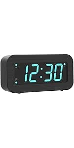 Timegyro Digital Alarm Clock Battery Operated with LED Display for Bedrooms, Long Battery Life for 12 Months, 3 Brightness Adjustable, 12/24 Hour, Snooze, Black Case with White Digits