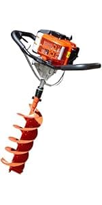 GardenTrax Earth Auger Combo 43cc 2cycle Powerhead with 8 Inch Auger Drill Bit EPA Compliant Post Hole Digger