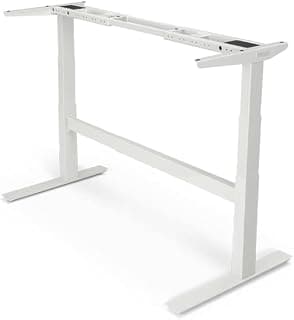 UPLIFT DESK 2-Leg V2-Commercial C-Frame Height Adjustable Standing Desk Frame (White), No Desktop, Advanced Memory Keypad, Free Wire Tray