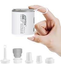 AGPTEK Electric Air Pump,Portable Air Pump with 3 Nozzles, 4.5kPa Quick-Fill,110V AC/12V DC Inflator/Deflator Pumps for Outdoor Camping, Inflatable Air Mattress Beds, Boats, Swimming Ring