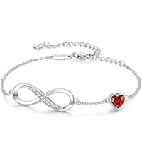 CDE Forever Love Heart Necklaces for Women, Wedding Anniversary, Birthday Mothers Day Gifts for Mom, Mother, Wife, Girlfriend, S925 Silver Jewelry with Birthstone Pendant